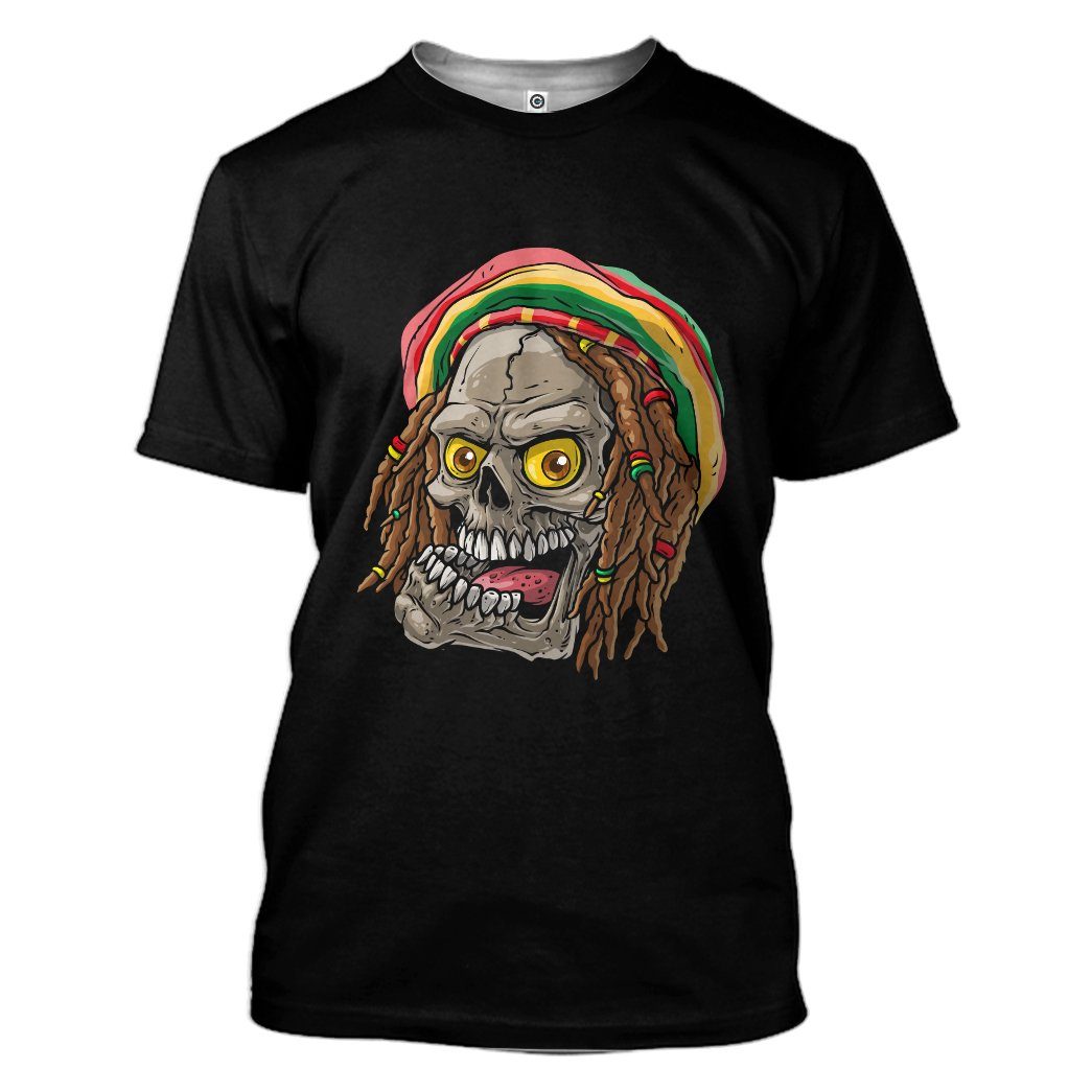 Gearhuman 3D Bob Marley Skull 1 Tshirt Apparel GQ21091 3D T-shirt T-Shirt S