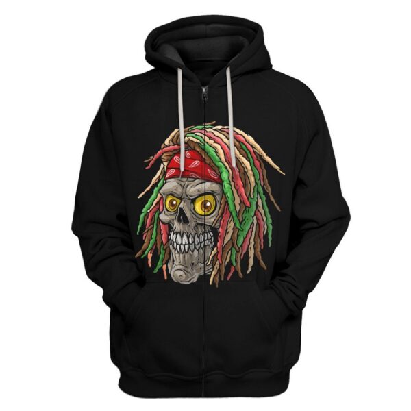 Gearhuman 3D Bob Marley Skull 2 Hoodie Apparel GQ21092 3D Apparel Zip Hoodie S