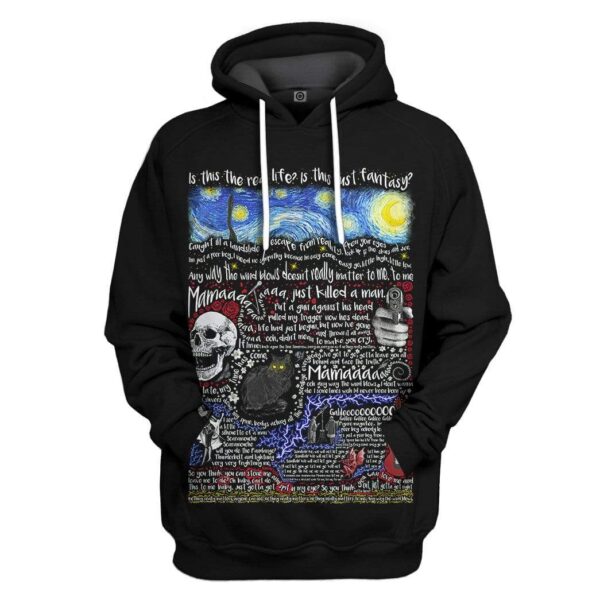 Gearhuman 3D Bohemian Rhapsody Lyric Art Custom Hoodie Apparel GN20081 3D Custom Fleece Hoodies Hoodie S 