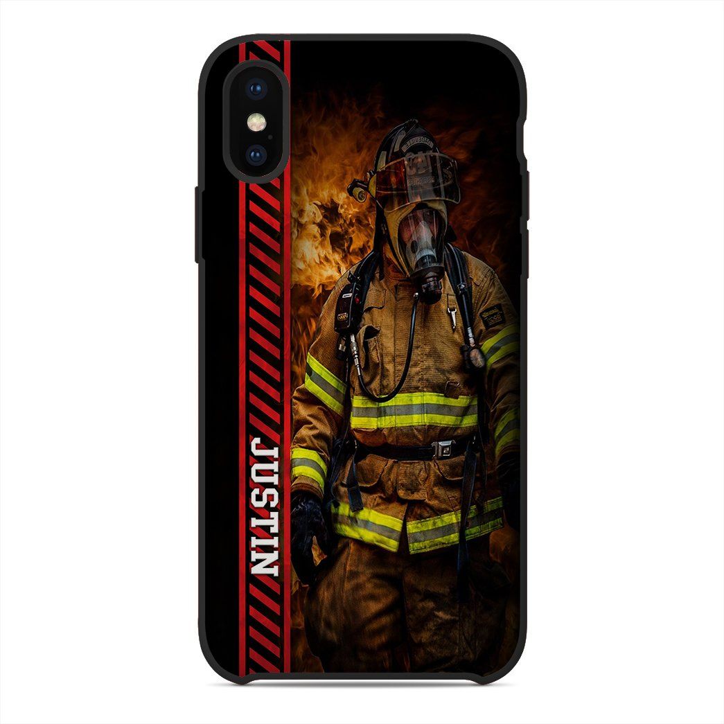 Gearhuman 3D Brave Firefighter Custom Name Phonecase GB180219 Glass Phone Case
