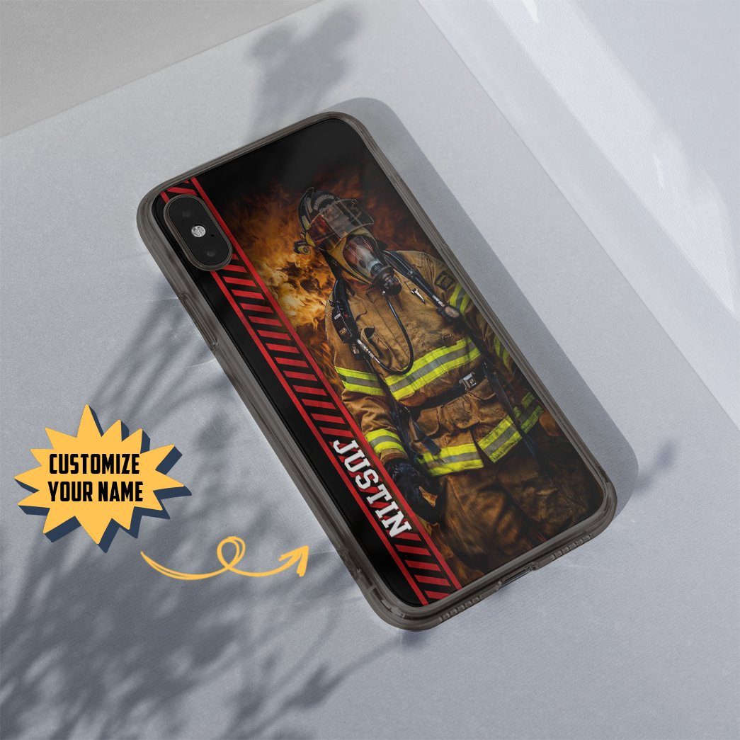Gearhuman 3D Brave Firefighter Custom Name Phonecase GB180219 Glass Phone Case