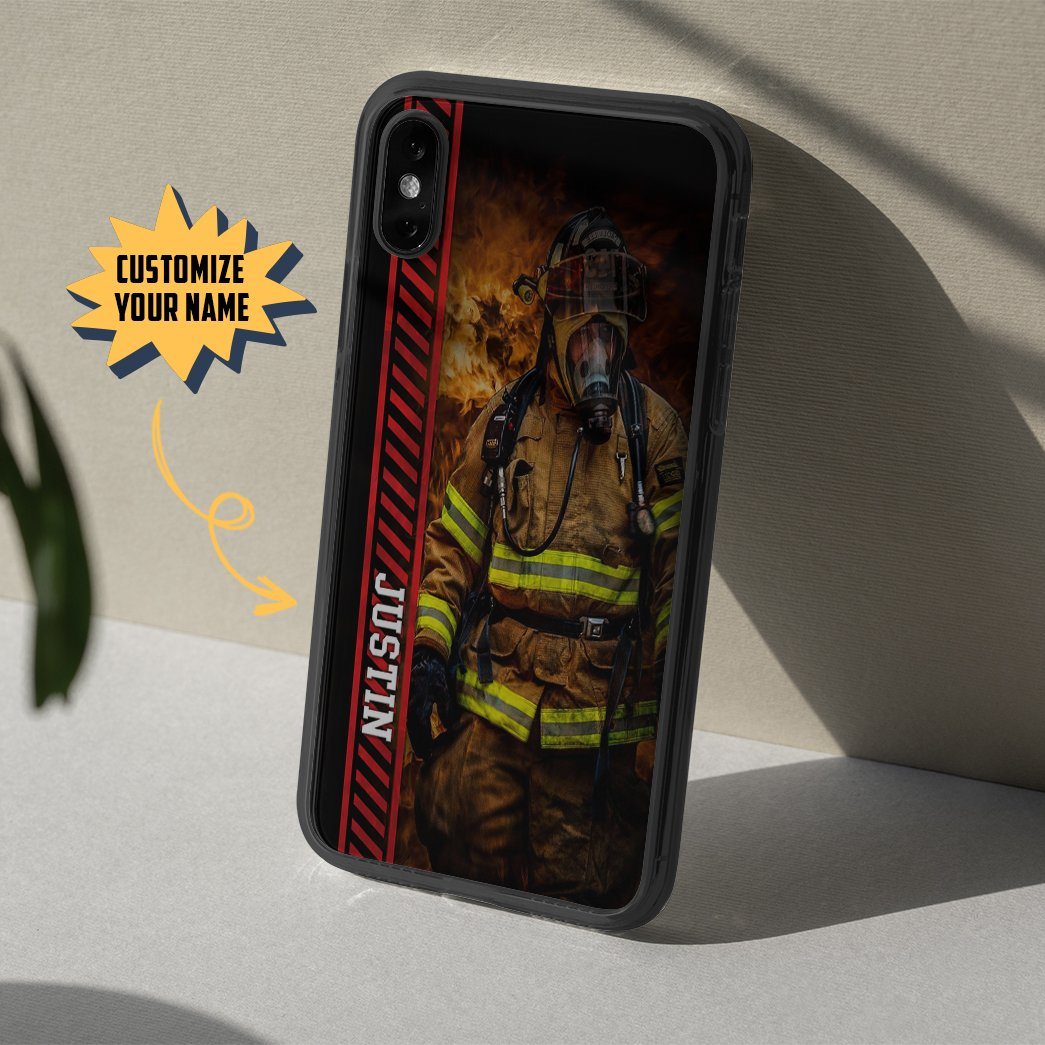 Gearhuman 3D Brave Firefighter Custom Name Phonecase GB180219 Glass Phone Case