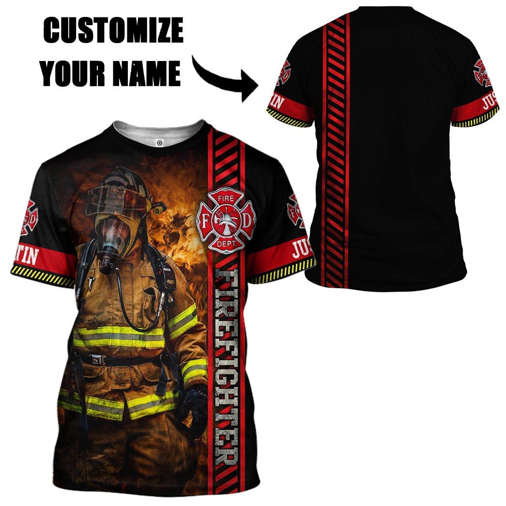 Gearhuman 3D Brave Firefighter Custom Name Tshirt Hoodie Apparel GB180218 3D Apparel