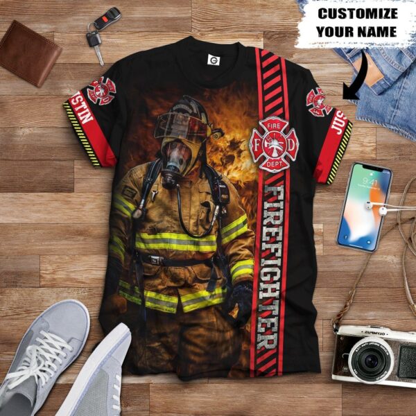 Gearhuman 3D Brave Firefighter Custom Name Tshirt Hoodie Apparel GB180218 3D Apparel