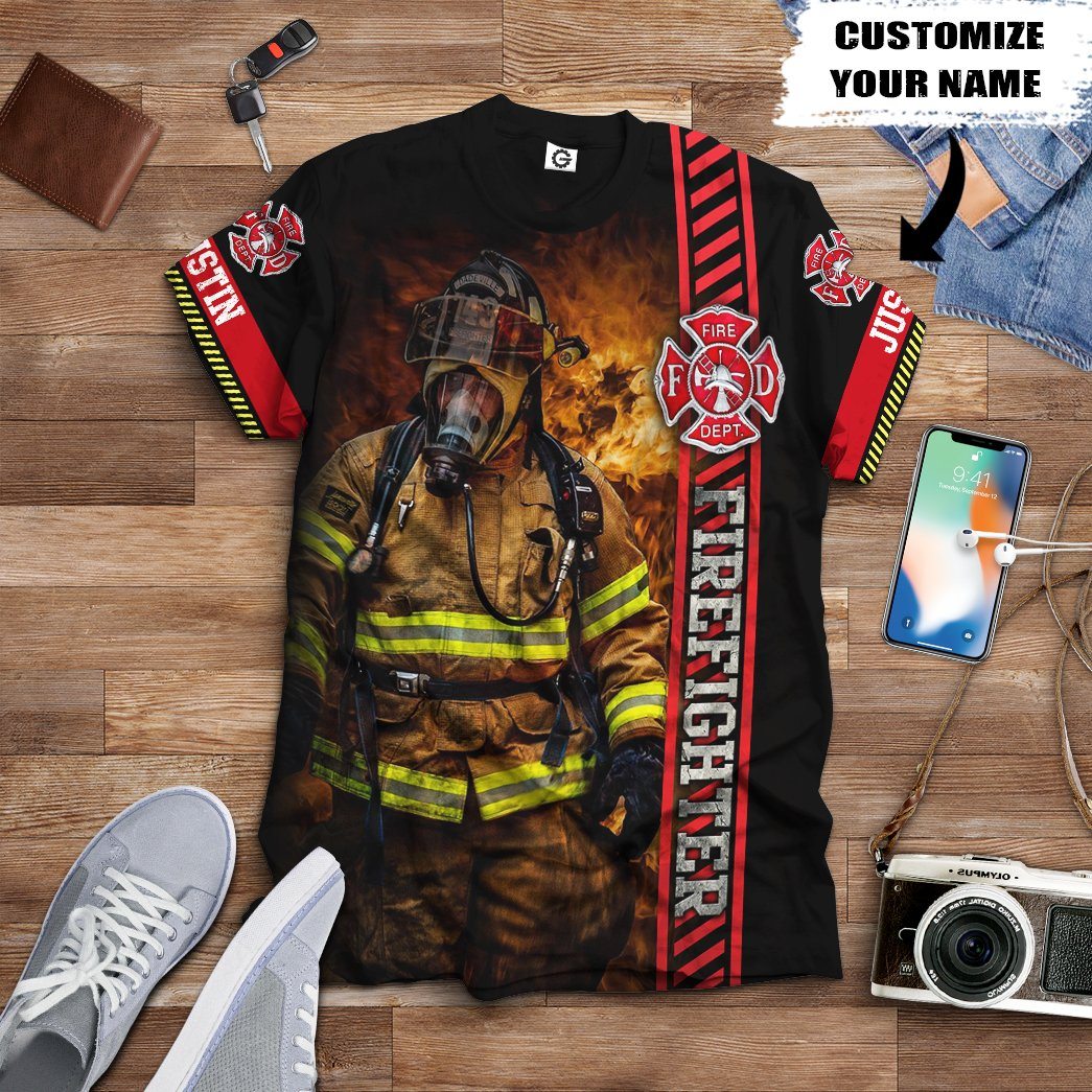 Gearhuman 3D Brave Firefighter Custom Name Tshirt Hoodie Apparel GB180218 3D Apparel