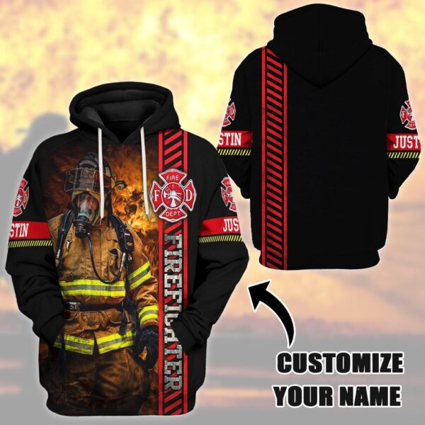 Gearhuman 3D Brave Firefighter Custom Name Tshirt Hoodie Apparel GB180218 3D Apparel