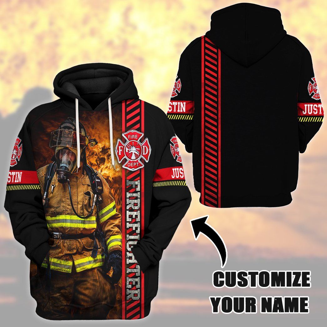 Gearhuman 3D Brave Firefighter Custom Name Tshirt Hoodie Apparel GB180218 3D Apparel