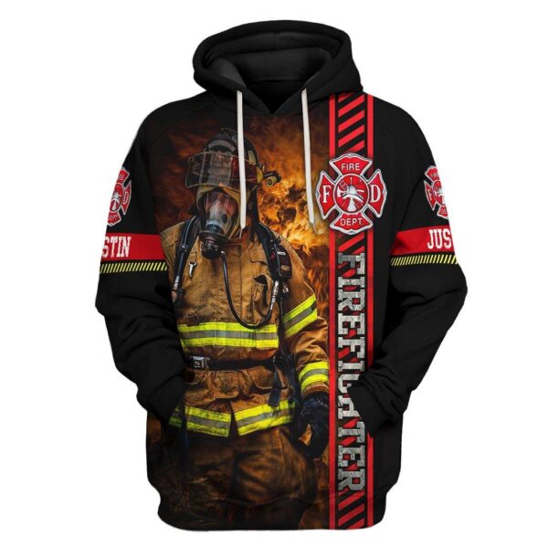 Gearhuman 3D Brave Firefighter Custom Name Tshirt Hoodie Apparel GB180218 3D Apparel Hoodie S