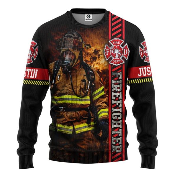 Gearhuman 3D Brave Firefighter Custom Name Tshirt Hoodie Apparel GB180218 3D Apparel Long Sleeve S