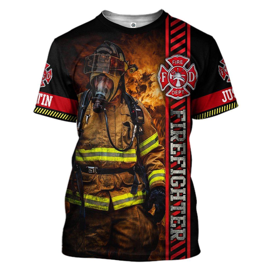 Gearhuman 3D Brave Firefighter Custom Name Tshirt Hoodie Apparel GB180218 3D Apparel T-Shirt S