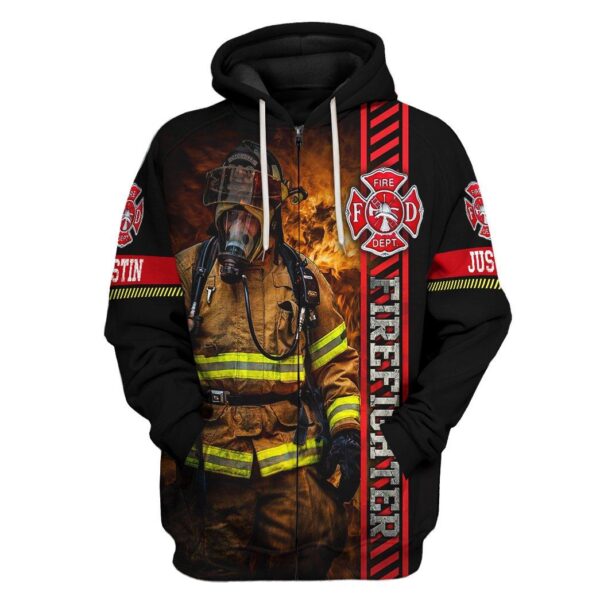 Gearhuman 3D Brave Firefighter Custom Name Tshirt Hoodie Apparel GB180218 3D Apparel Zip Hoodie S