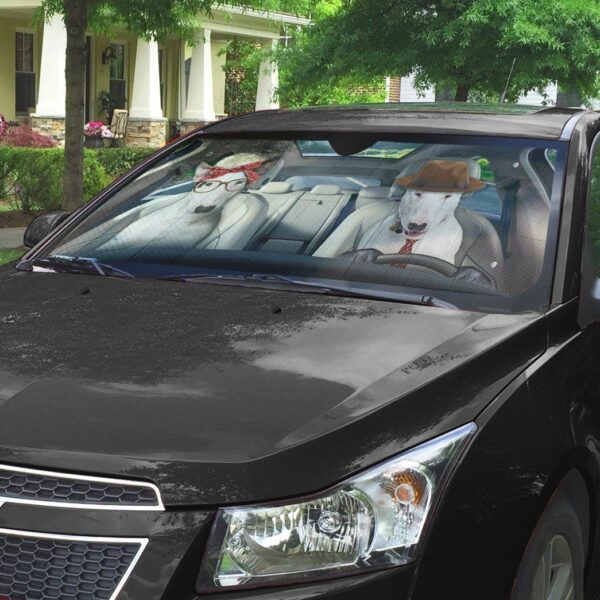 Gearhuman 3D Bull Terrier Couple Dog Auto Car Sunshade GV10032 Auto Sunshade