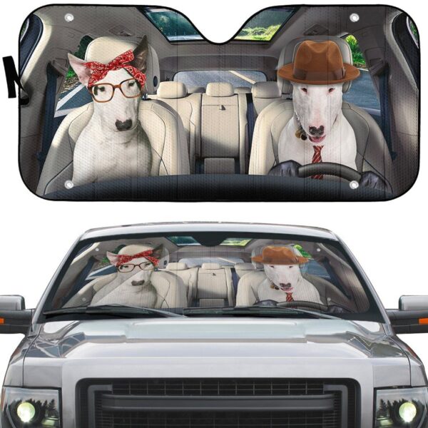 Gearhuman 3D Bull Terrier Couple Dog Auto Car Sunshade GV10032 Auto Sunshade