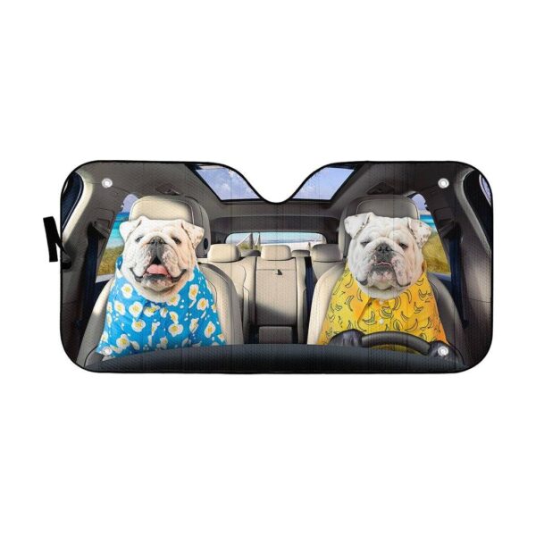 Gearhuman 3D Bulldog 26 Custom Car Auto Sunshade GV26087 Auto Sunshade 57''x27.5'' 