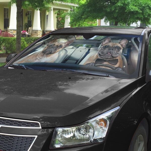 Gearhuman 3D Bulldog Couple Custom Car Auto Sunshade GW04093 Auto Sunshade