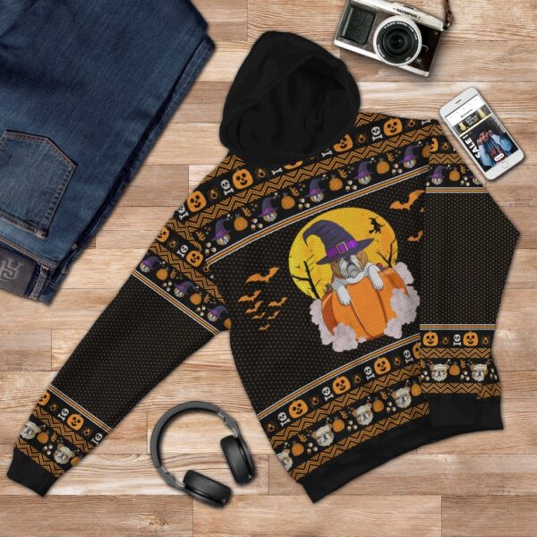 Gearhuman 3D Bulldog Halloween Ugly Sweater Custom Hoodie Apparel GV27081 3D Custom Fleece Hoodies 