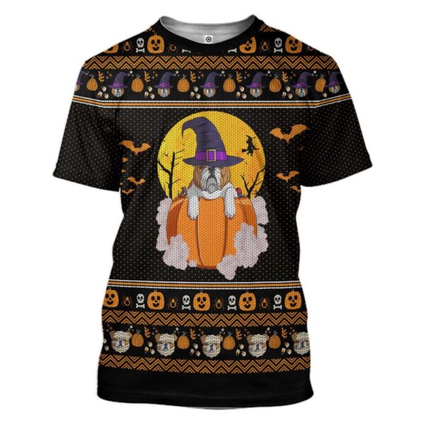 Gearhuman 3D Bulldog Halloween Ugly Sweater Custom Tshirt Apparel GV27081 3D T-shirt T-Shirt S 
