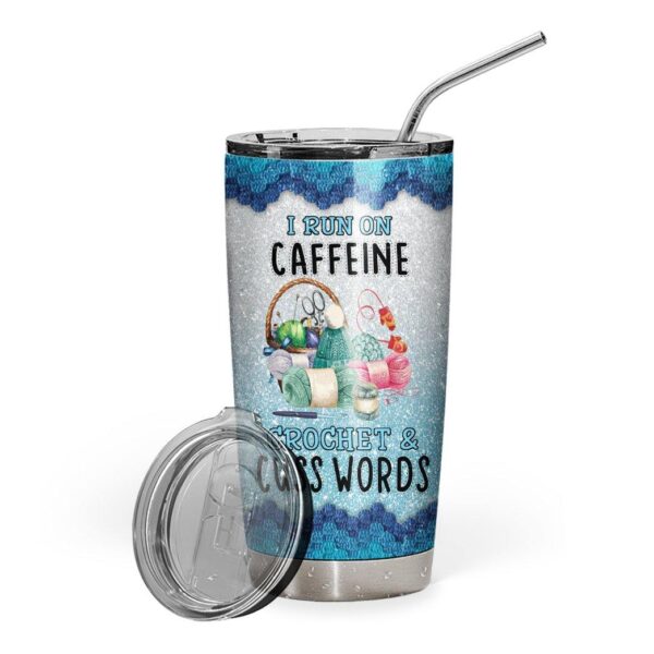Gearhuman 3D Caffeine Crochet And Cuss Words Custom Design Vacuum Insulated Glitter Tumbler GV03095 Tumbler 