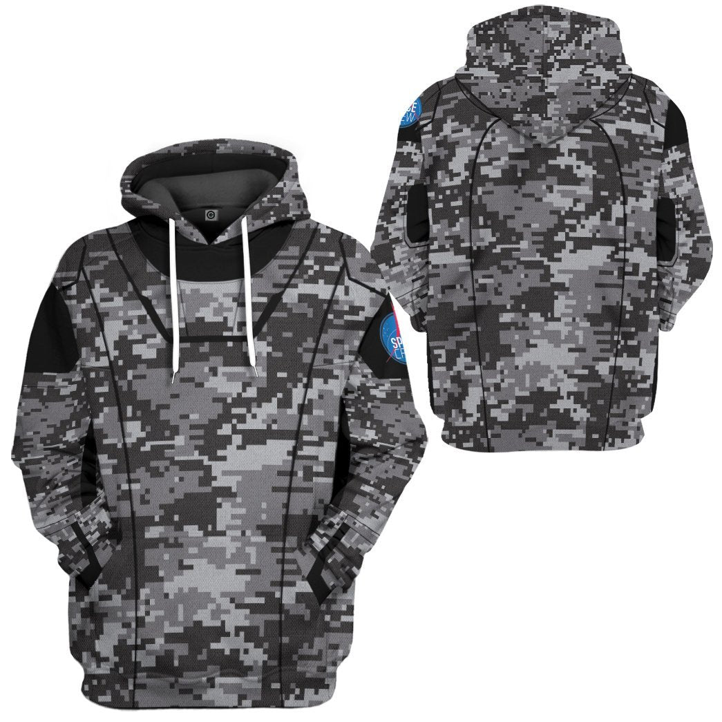 Gearhuman 3D Camo Space Crew Spacesuit Custom Hoodie Apparel GN25084 3D Custom Fleece Hoodies