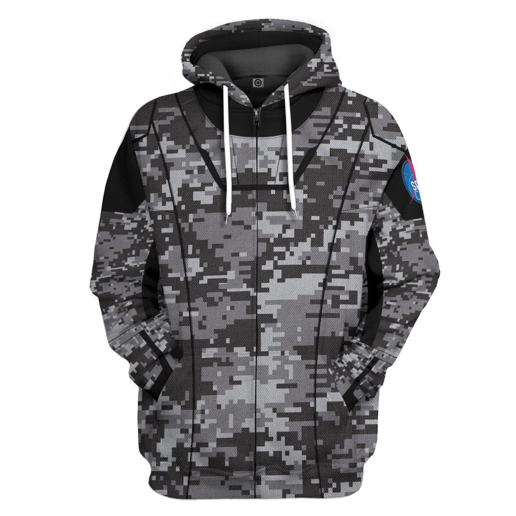 Gearhuman 3D Camo Space Crew Spacesuit Custom Hoodie Apparel GN25084 3D Custom Fleece Hoodies Zip Hoodie S