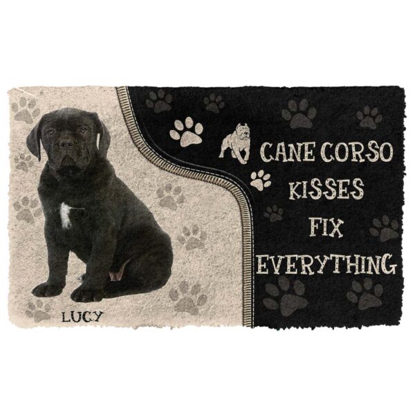 Gearhuman 3D Cane Corso Kisses Fix Anything Custom Name Doormat GV030310 Doormat Doormat S(15,8''x23,6'')