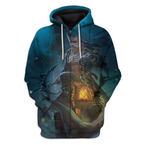 Gearhuman 3D Captain Shark Night Custom T-Shirts Hoodies Apparel AN-A14026 3D Custom Fleece Hoodies Zip Hoodie S 