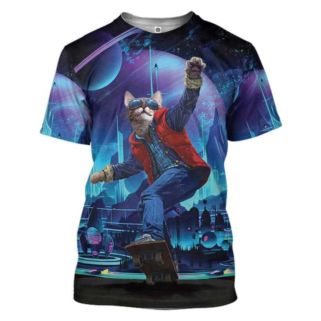 Gearhuman 3D Cat Back To The Future T-Shirts Hoodies Apparel MV-M14023 3D Custom Fleece Hoodies T-Shirt S
