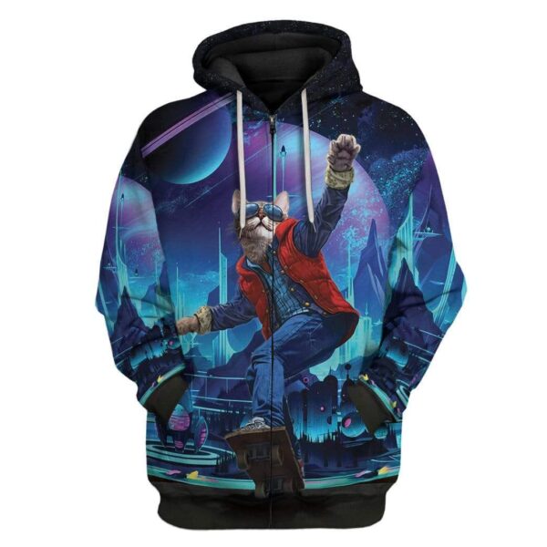 Gearhuman 3D Cat Back To The Future T-Shirts Hoodies Apparel MV-M14023 3D Custom Fleece Hoodies Zip Hoodie S