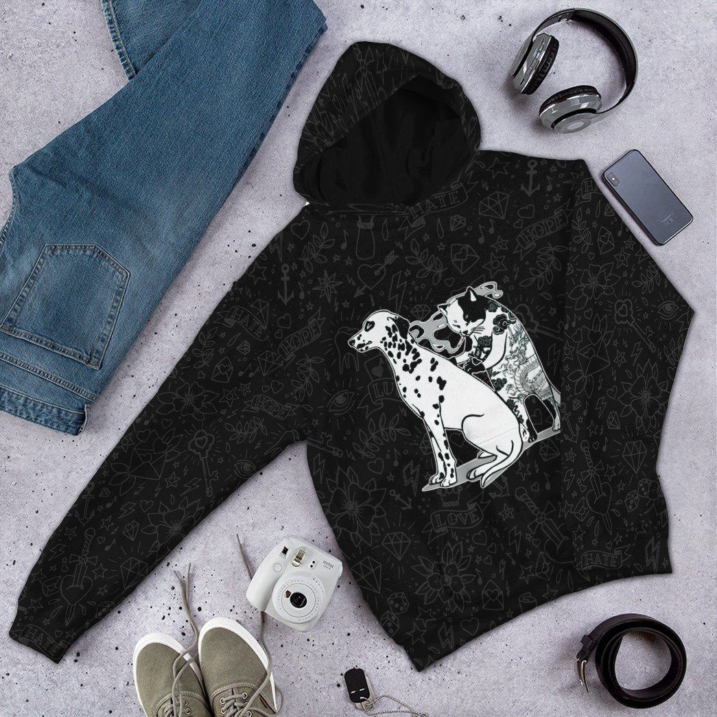 Gearhuman 3D Cat Tattoo Custom Tshirt Hoodie Apparel GC21102 3D Apparel