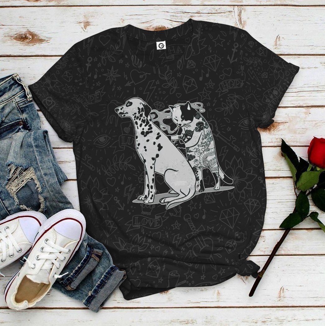 Gearhuman 3D Cat Tattoo Custom Tshirt Hoodie Apparel GC21102 3D Apparel