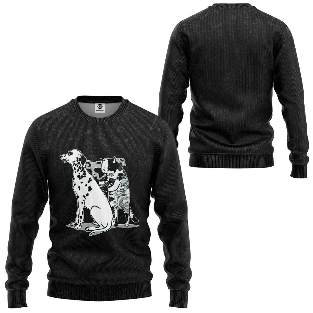 Gearhuman 3D Cat Tattoo Custom Tshirt Hoodie Apparel GC21102 3D Apparel