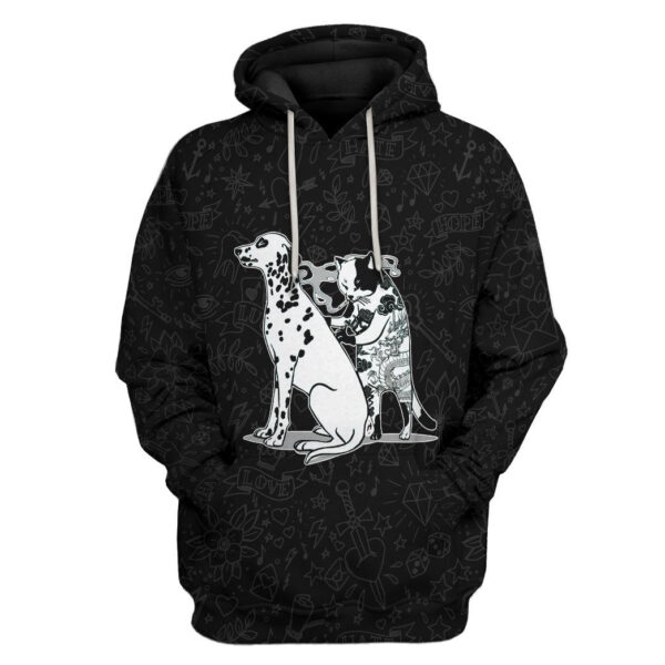 Gearhuman 3D Cat Tattoo Custom Tshirt Hoodie Apparel GC21102 3D Apparel Hoodie S 