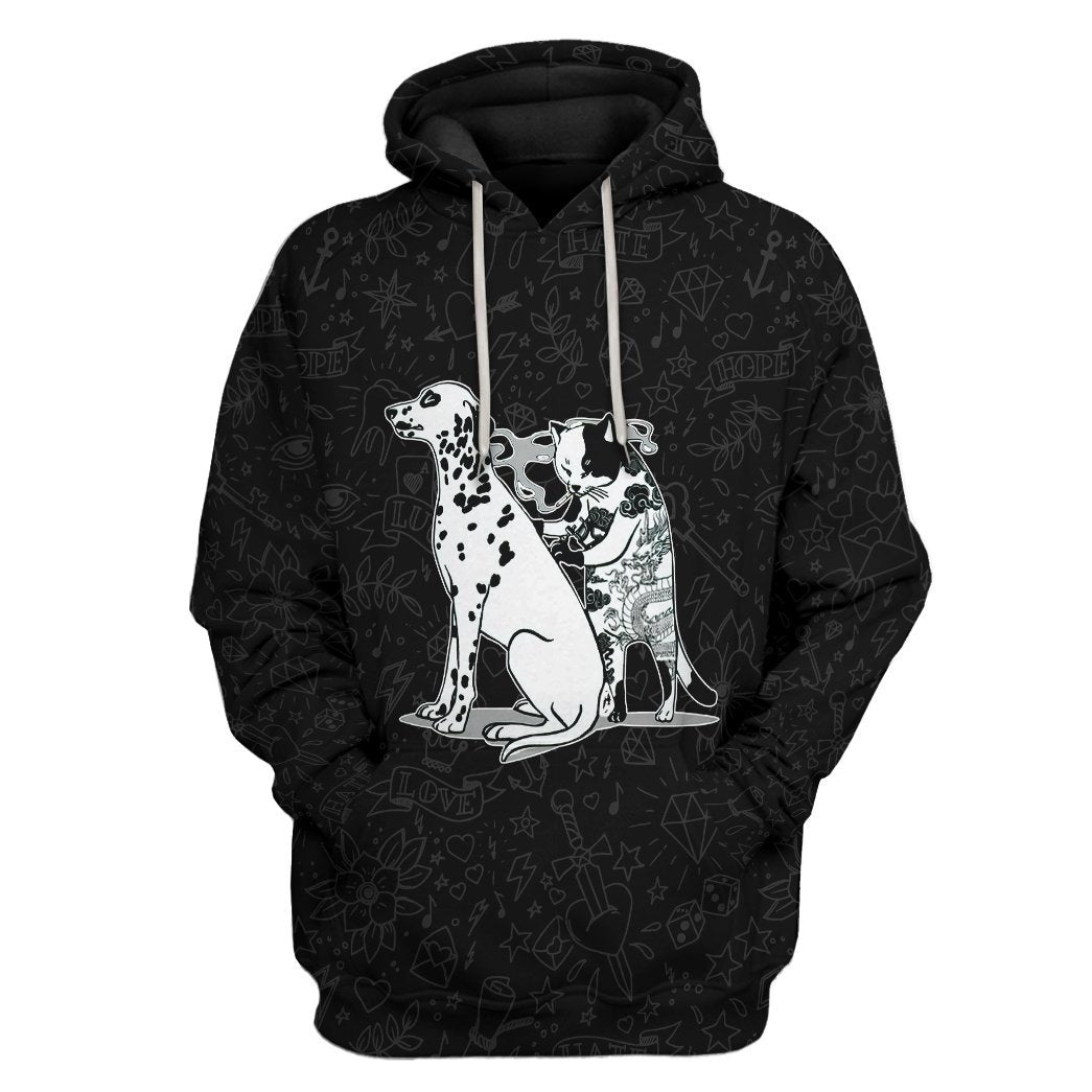 Gearhuman 3D Cat Tattoo Custom Tshirt Hoodie Apparel GC21102 3D Apparel Hoodie S