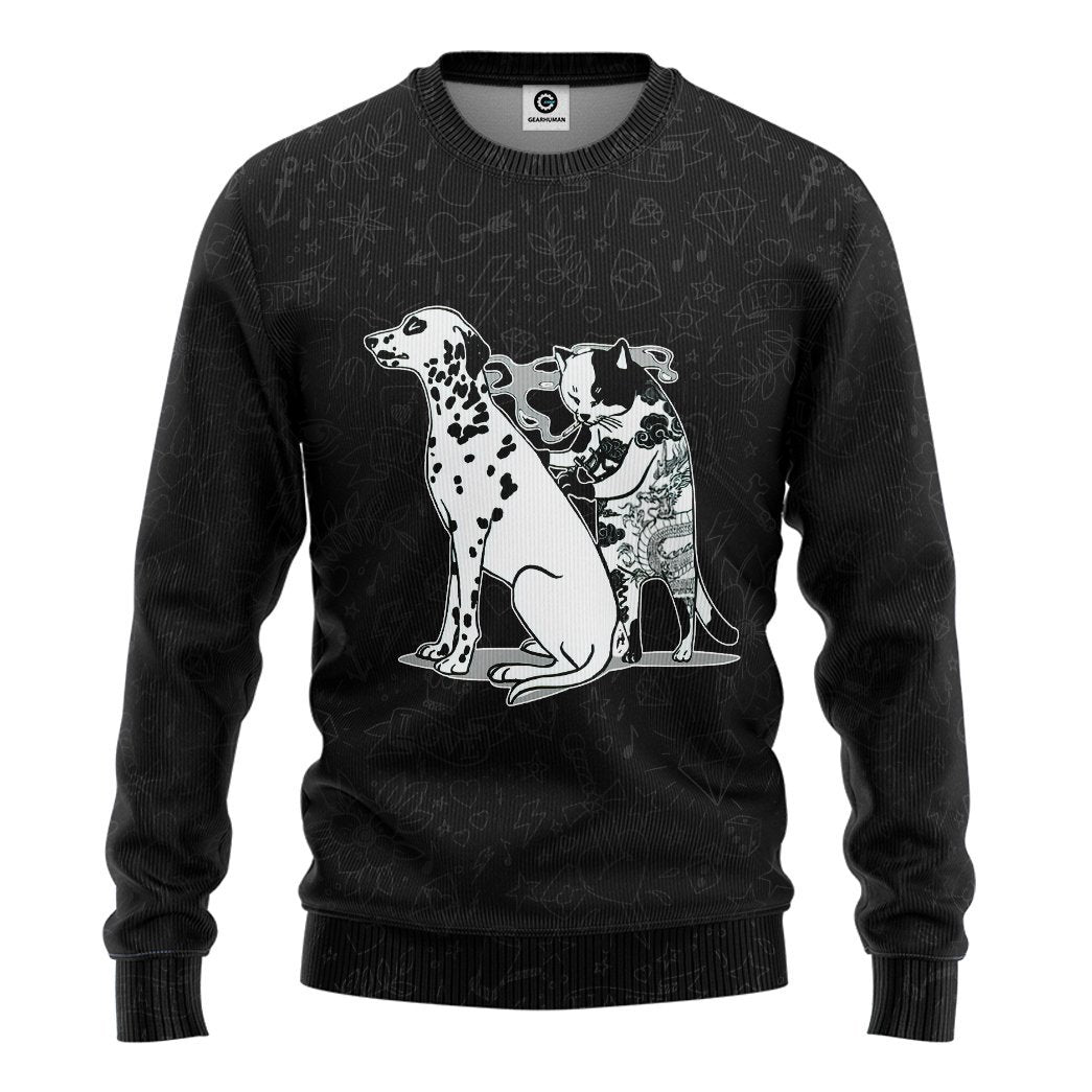 Gearhuman 3D Cat Tattoo Custom Tshirt Hoodie Apparel GC21102 3D Apparel Long Sleeve S