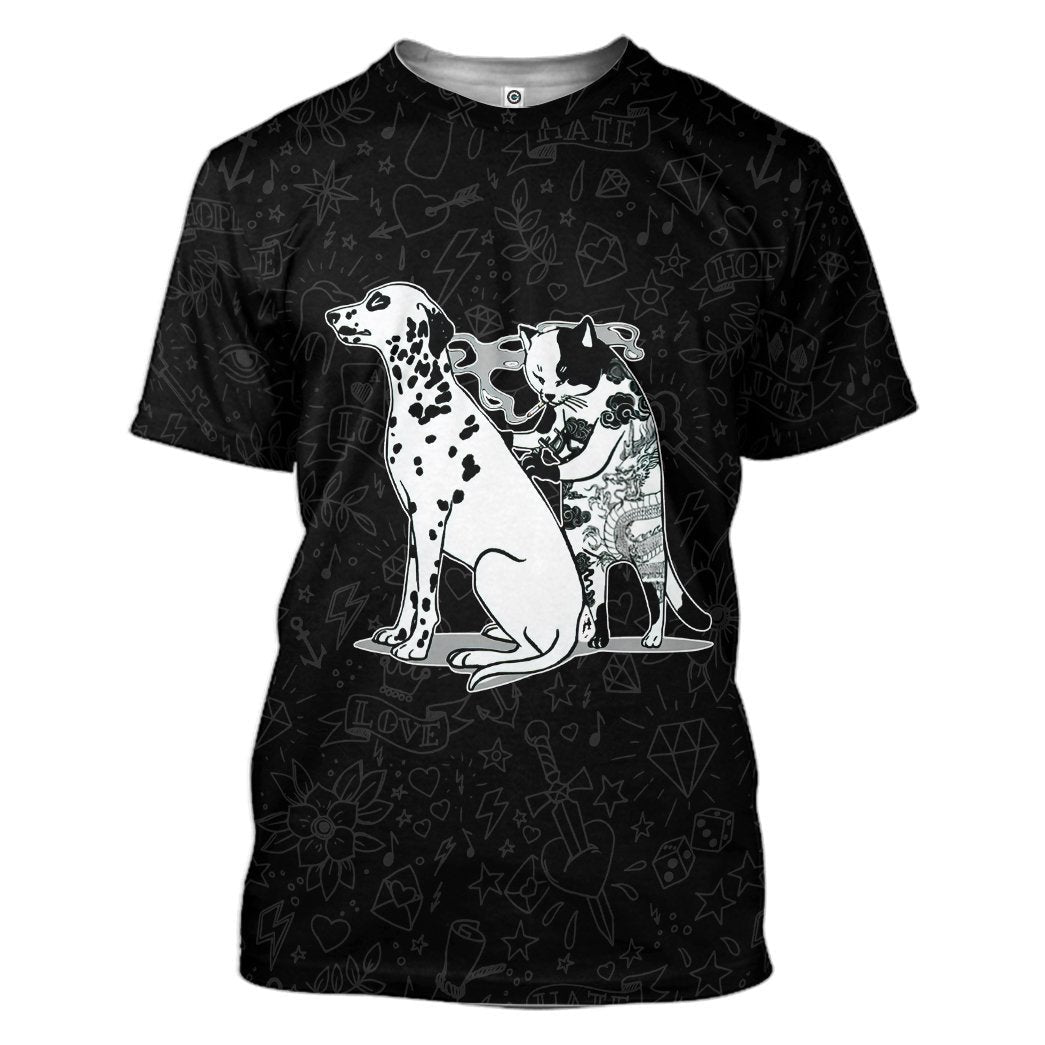 Gearhuman 3D Cat Tattoo Custom Tshirt Hoodie Apparel GC21102 3D Apparel T-Shirt S