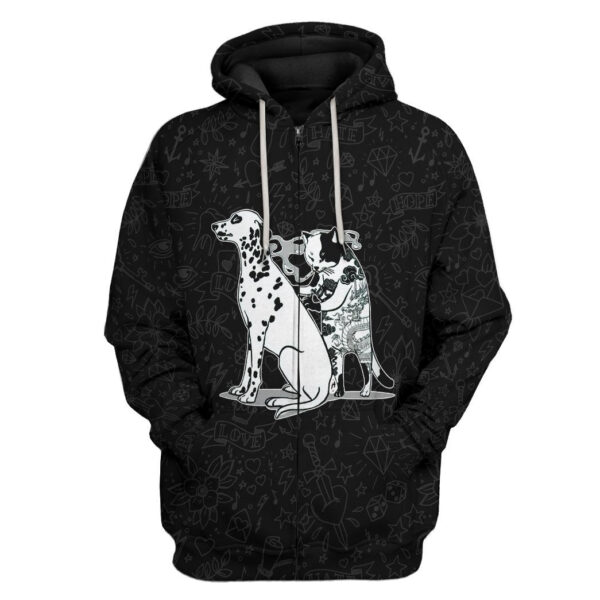 Gearhuman 3D Cat Tattoo Custom Tshirt Hoodie Apparel GC21102 3D Apparel Zip Hoodie S