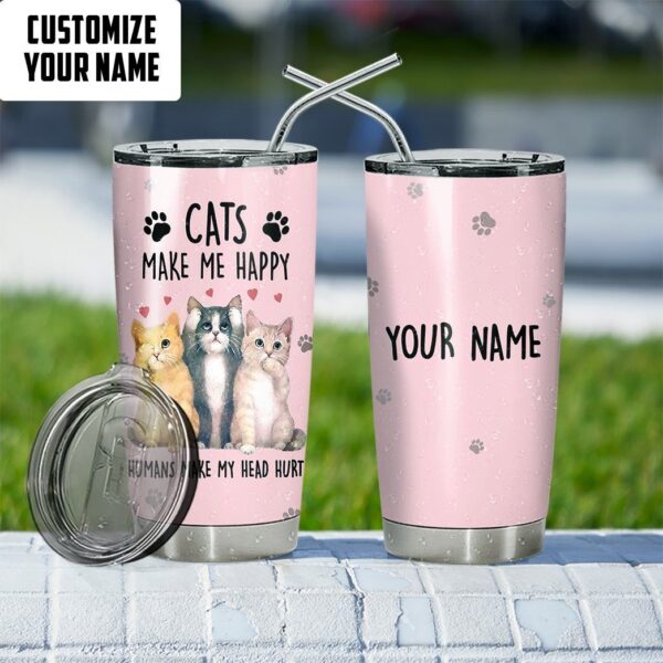 Gearhuman 3D Cats Make Me Happy Custom Name Tumbler GB01124 Tumbler 