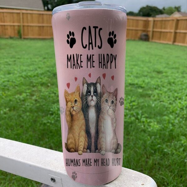 Gearhuman 3D Cats Make Me Happy Custom Name Tumbler GB01124 Tumbler 