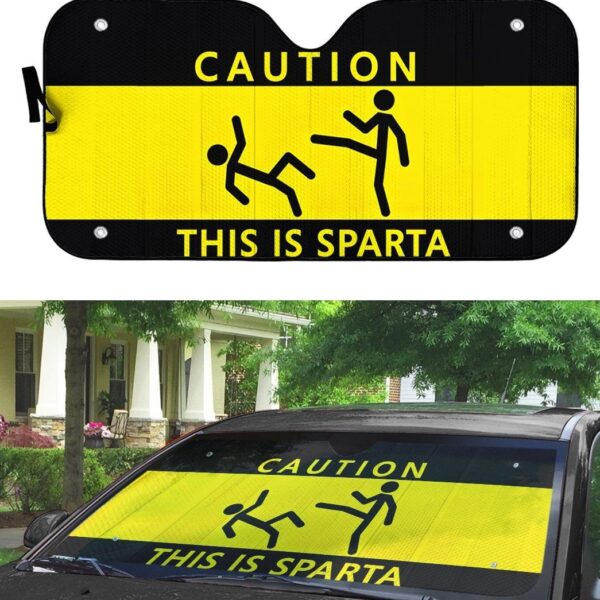 Gearhuman 3D Caution This Is Sparta Auto Sunshade ZK2805211 Auto Sunshade 