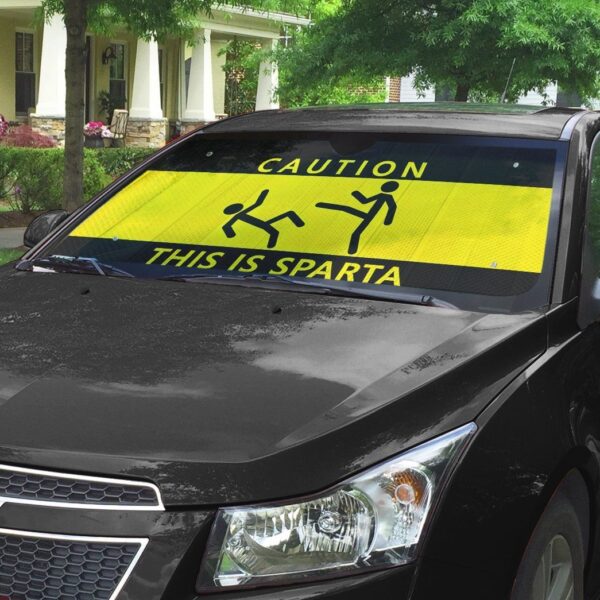 Gearhuman 3D Caution This Is Sparta Auto Sunshade ZK2805211 Auto Sunshade 