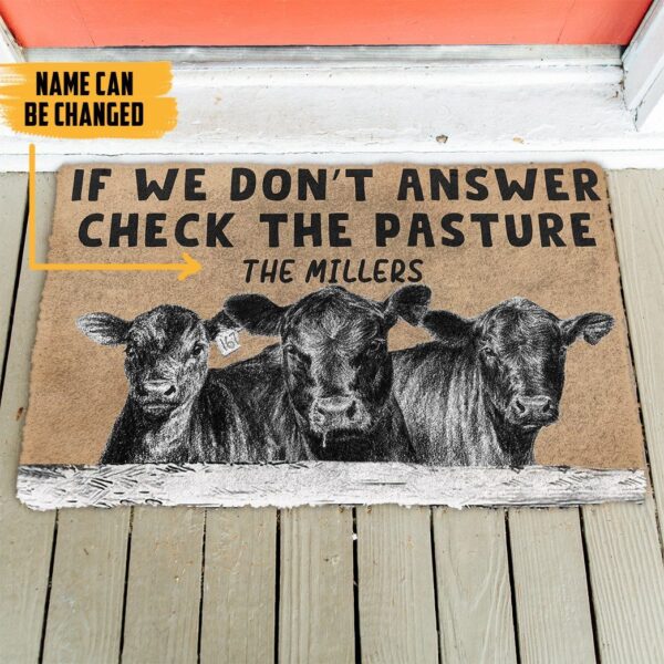 Gearhuman 3D Check The Angus Cattle Pasture Custom Name Doormat GB01031 Doormat