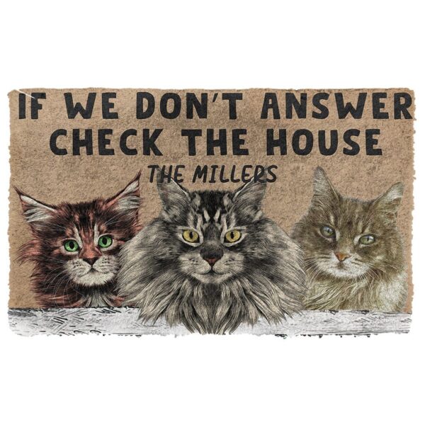 Gearhuman 3D Check The Maine Coon House Custom Name Doormat GB23027 Doormat Doormat S(15,8''x23,6'')