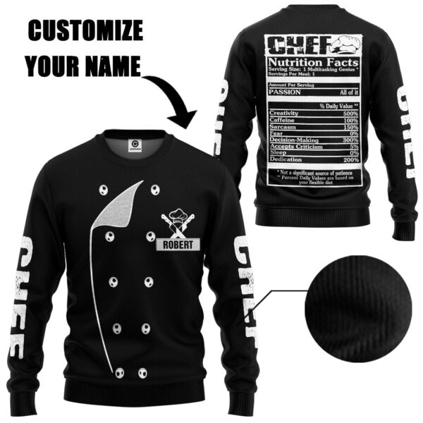 Gearhuman 3D Chef Black Uniform Custom Name Tshirt Hoodie Apparel GB010216 3D Apparel