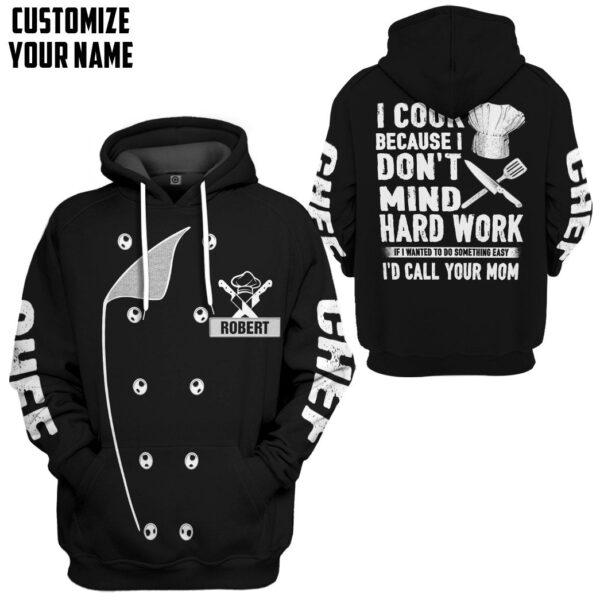 Gearhuman 3D Chef Black Uniform I Cook Custom Name Tshirt Hoodie Apparel GB010313 3D Apparel