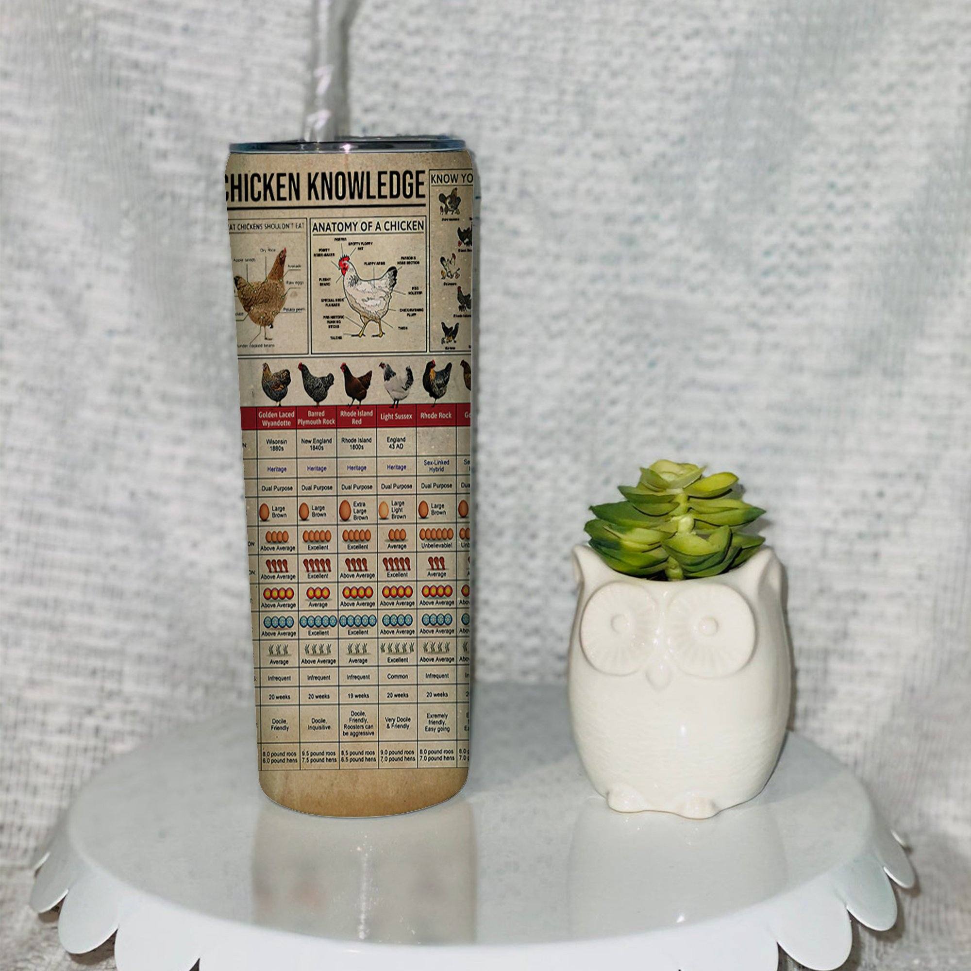 Gearhuman 3D Chicken Knowledge Custom Design Insulated Vacuum Tumbler GW13106 Tumbler Long 20oz