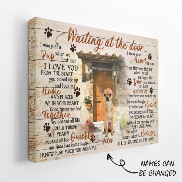 Gearhuman 3D Chihuahua Waiting At The Door Custom Name Canvas GK290113 Canvas