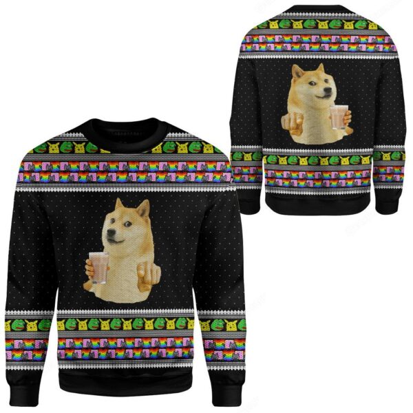Gearhuman 3D Choccy Milk Meme Doge Ugly Sweater Custom Sweatshirt Apparel GV09096 Sweatshirt