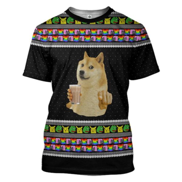 Gearhuman 3D Choccy Milk Meme Doge Ugly Sweater Custom Tshirt Apparel GV09096 3D T-shirt T-Shirt S 