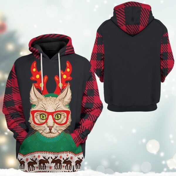 Gearhuman 3D Christmas Cat Custom Tshirt Hoodie Apparel GC04113 3D Apparel