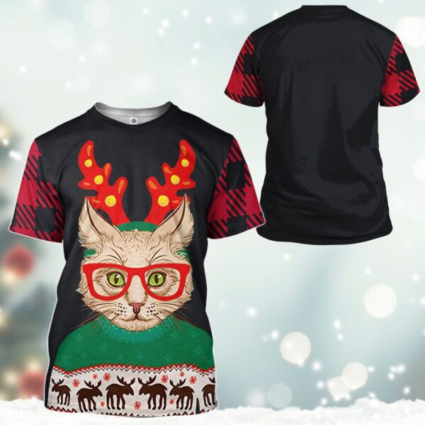 Gearhuman 3D Christmas Cat Custom Tshirt Hoodie Apparel GC04113 3D Apparel